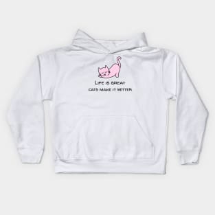 cats make life better- pink kitten Kids Hoodie